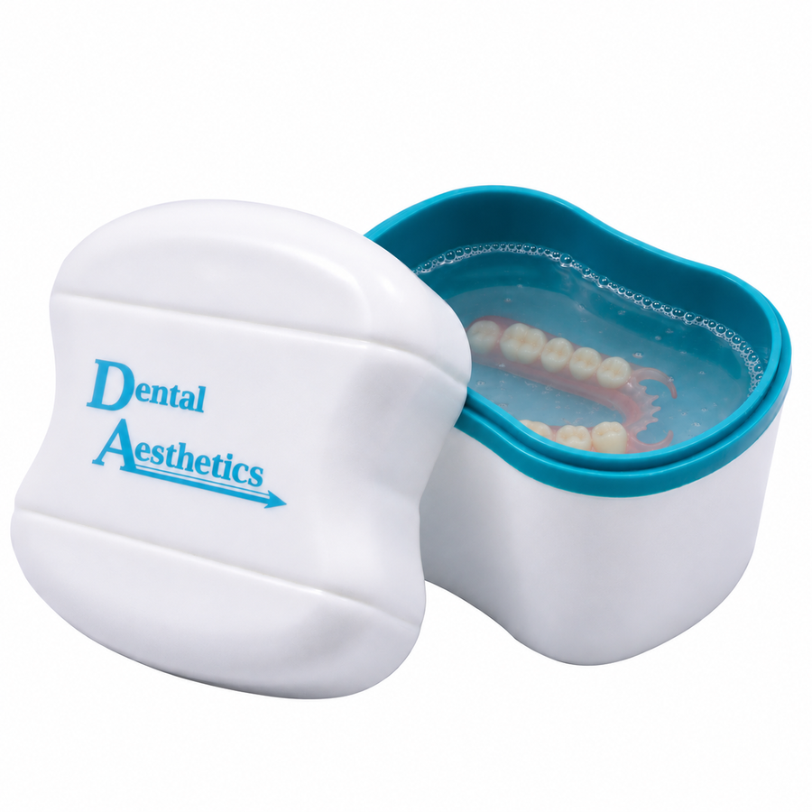 Denture bath for storing a Valplast flexible denture