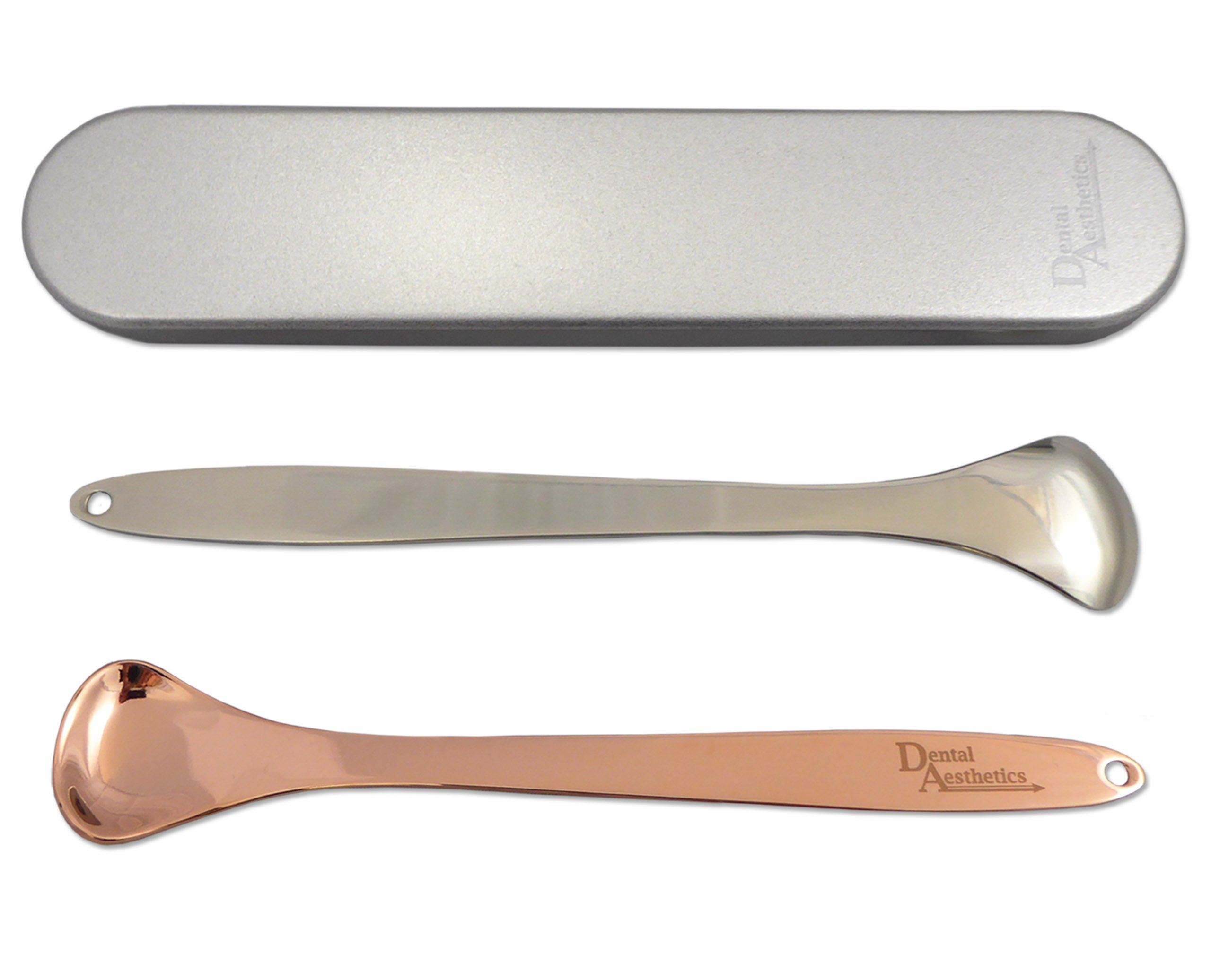 2 Stainless Steel Tongue Scrapers with a Travel Case