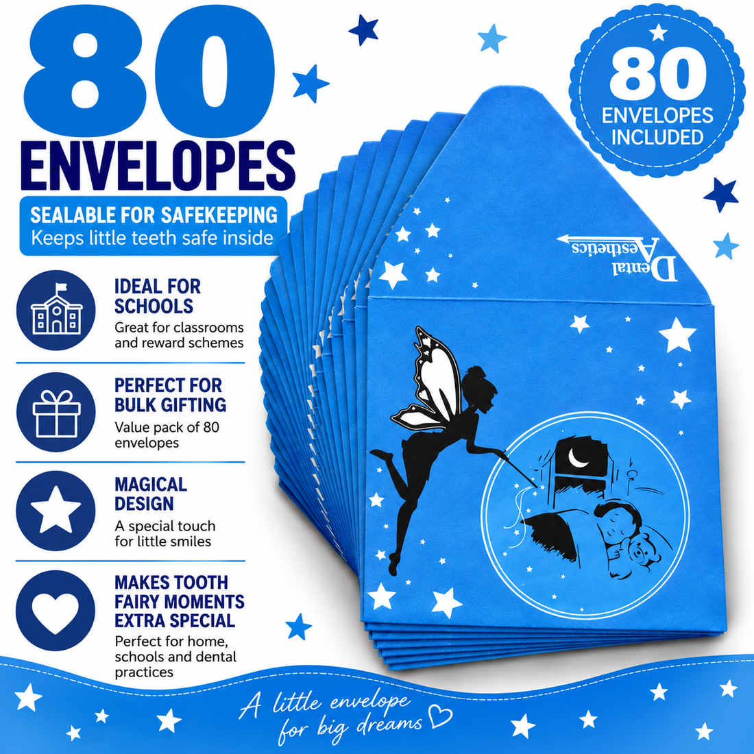 Tooth Fairy Envelopes – Bulk Pack of 80