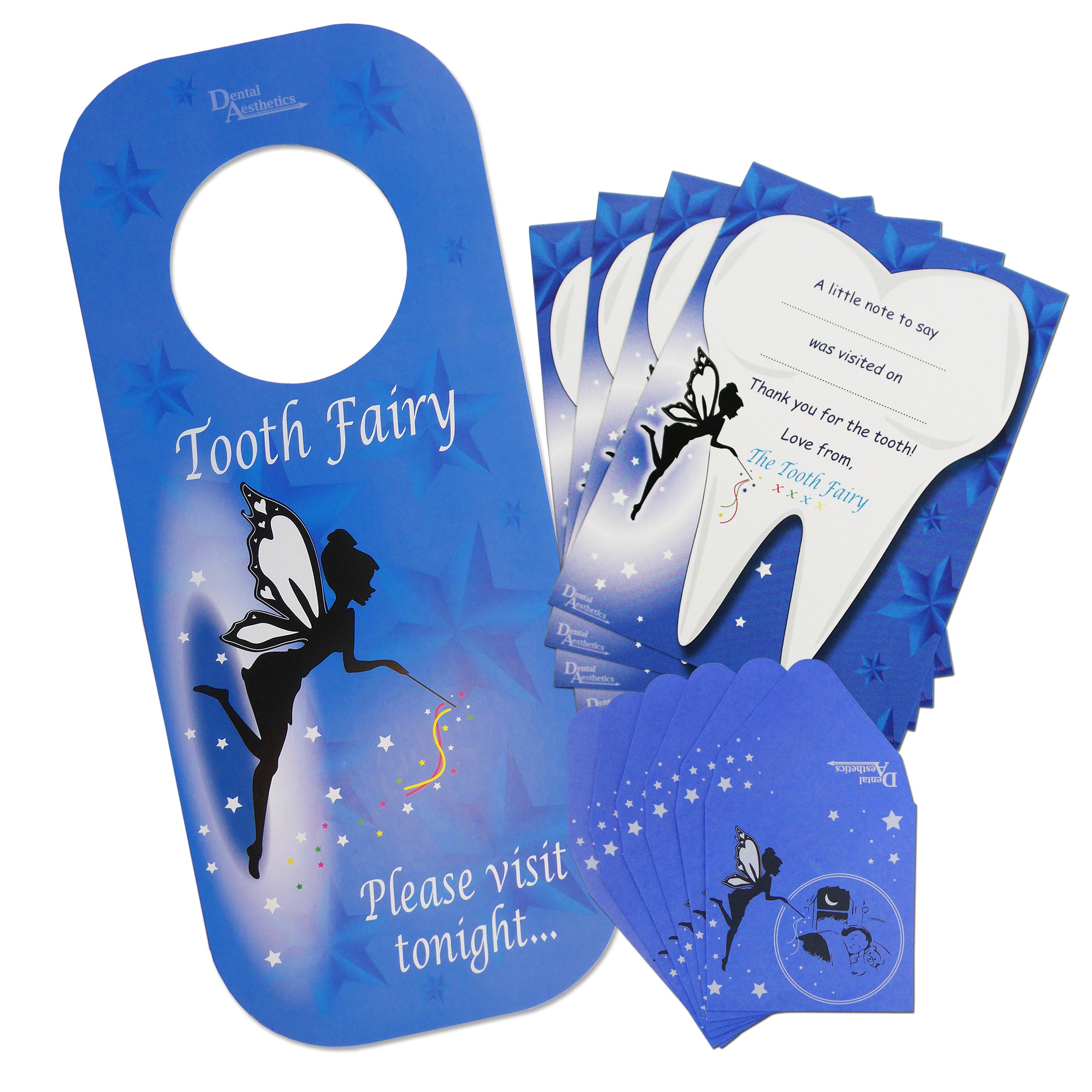 Tooth Fairy Gift Set ~ 8 Envelopes, 4 Certificates &amp; 1 Door Hanger