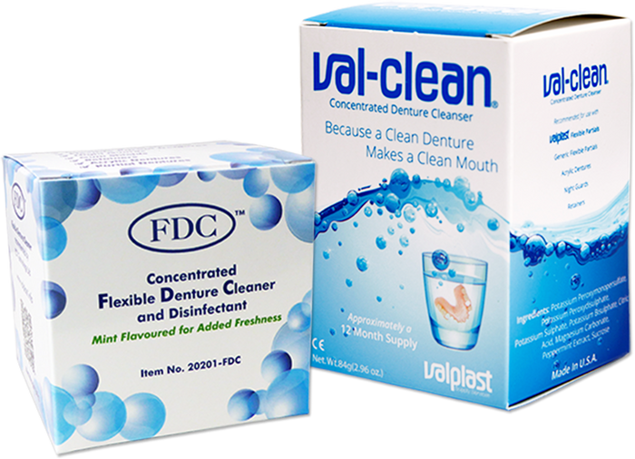 Val-Clean and FDC flexible denture cleaners