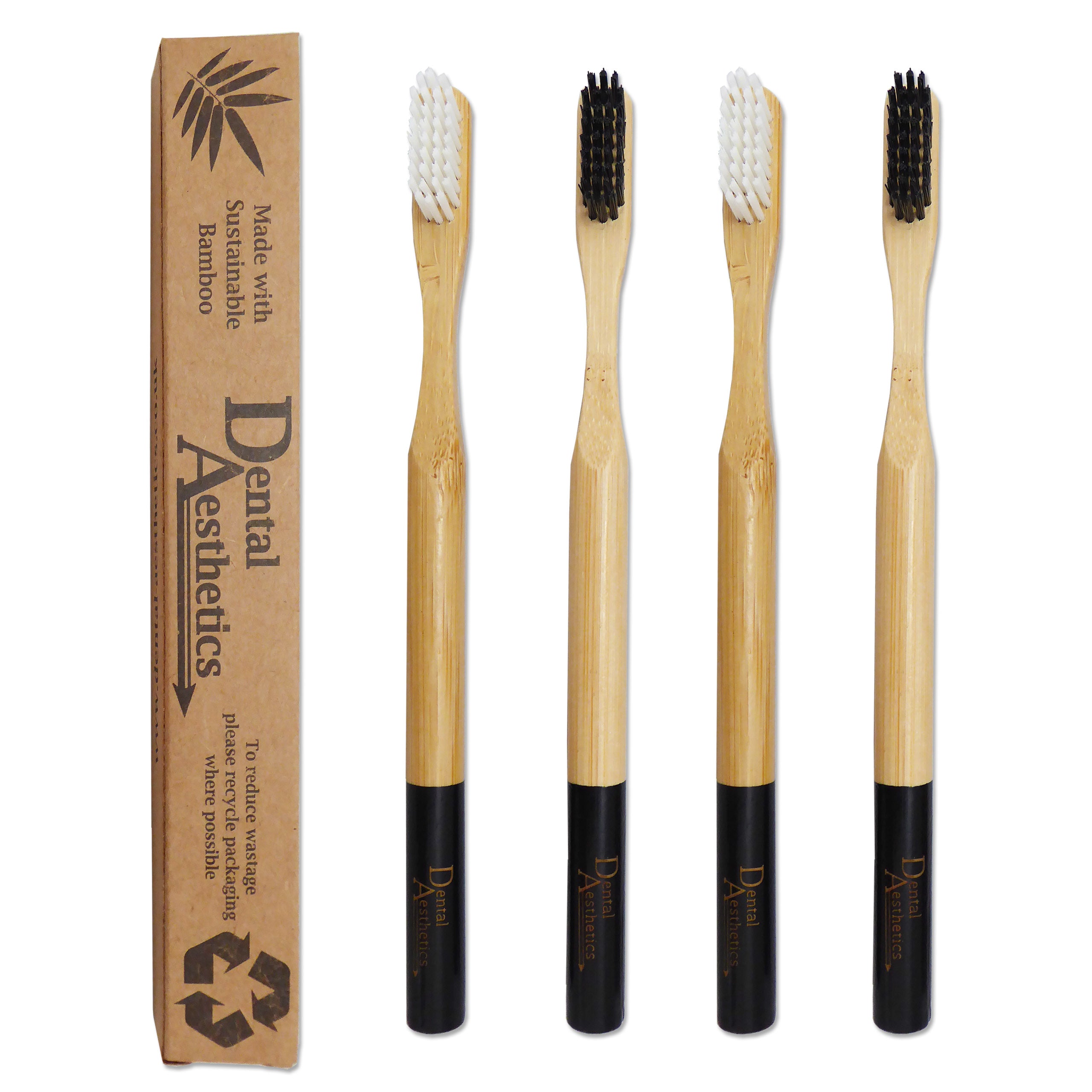 Bamboo Toothbrushes With Extra Hard Bristles ~ Set of 4