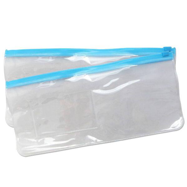 2 clear zip bags