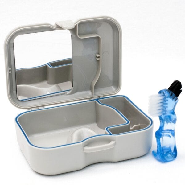 Denture Storage Case with Mirror and Small Brush