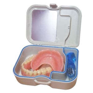 Denture Storage Case with Mirror and Small Brush