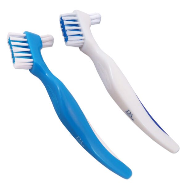 Set of two denture brushes, Blue and White