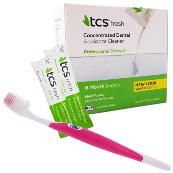 TCS Denture Cleaner and Silicone Bristled Toothbrush
