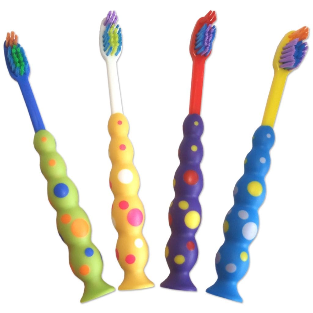 Children's Toothbrushes Sucker Base Set of 4 Dental Aesthetics