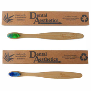 Kids bamboo toothbrushes green and blue bristles