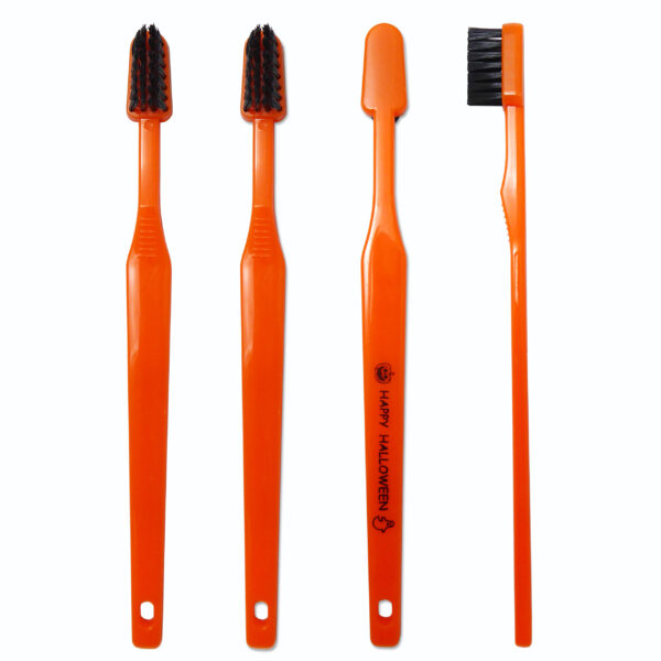 Orange halloween toothbrushes for children, set of 4.