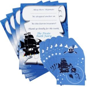 Tooth Fairy Pirate Certificates and Envelopes Blue