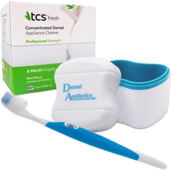 TCS, Denture Bath & Silicone Bristled Toothbrush