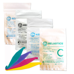 Selection of latex orthodontic elastics for braces.