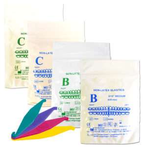 Latex Free Orthodontic Elastic Bands with Placers