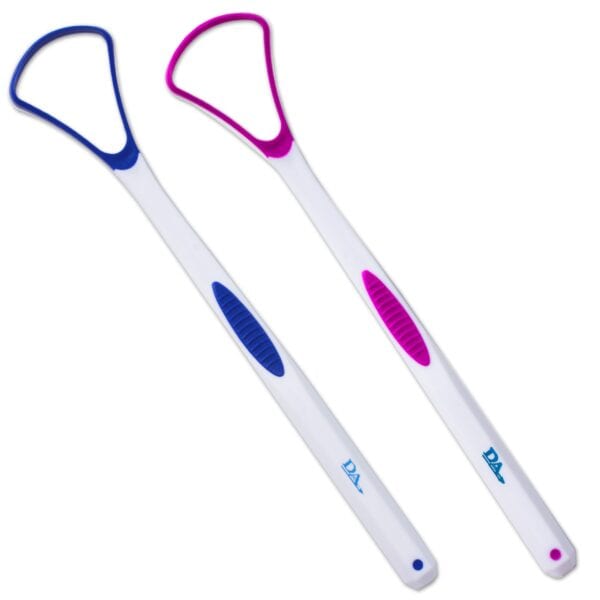 Tongue Scraper with soft silicone head Pink and Blue