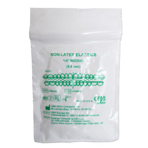 Latex free orthodontic elastics, for use with fixed braces.