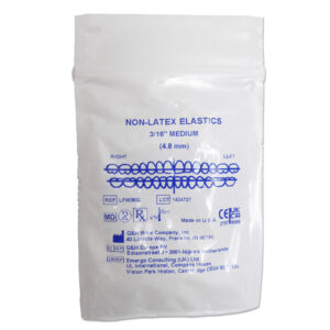 Latex free orthodontic elastics, for use with fixed braces.