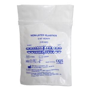Latex free orthodontic elastics, for use with fixed braces.
