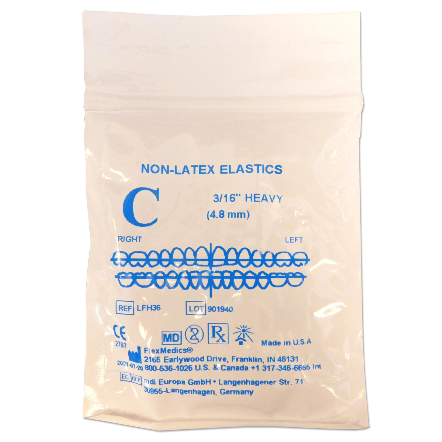 Orthodontic Elastic Bands LatexFree 3/16" 4.5oz Dental Aesthetics