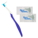 Orthodontic interdental brace brush with reusable handle and replaceable brush heads for cleaning around braces