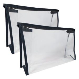 Clear plastic travel bags with black zipper