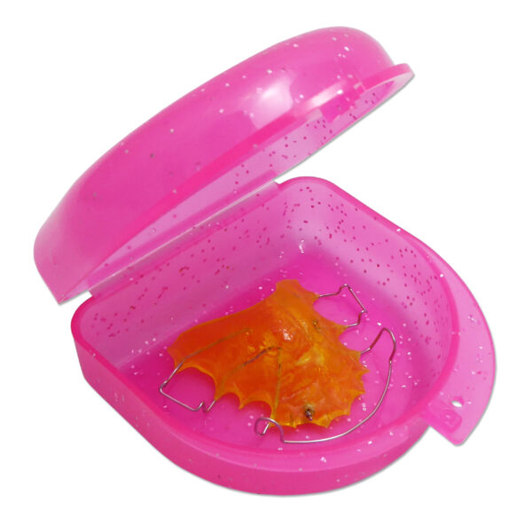 Glitter Pink retainer case 3.5cm deep