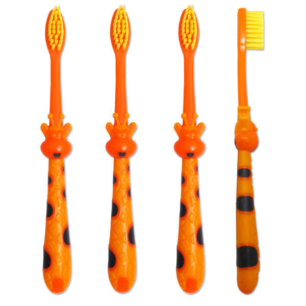 Four giraffe toothbrushes