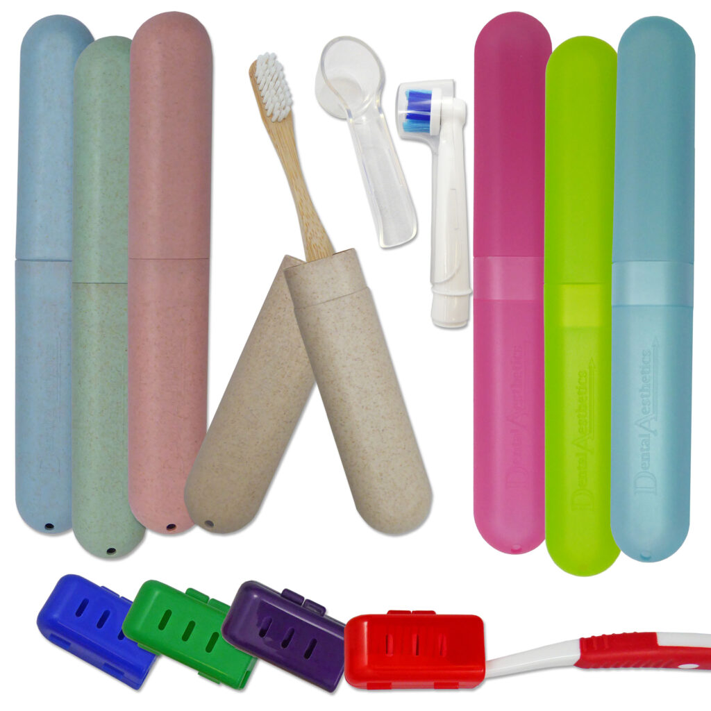 Toothbrush cases and covers for brush heads.